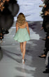 Glow-in-the-Dark Sculpted Mint Mini Dress with Crystal Straps